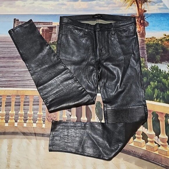 J Brand Lamb Leather Zippered Ankle Pants Size 29 - Picture 2 of 9